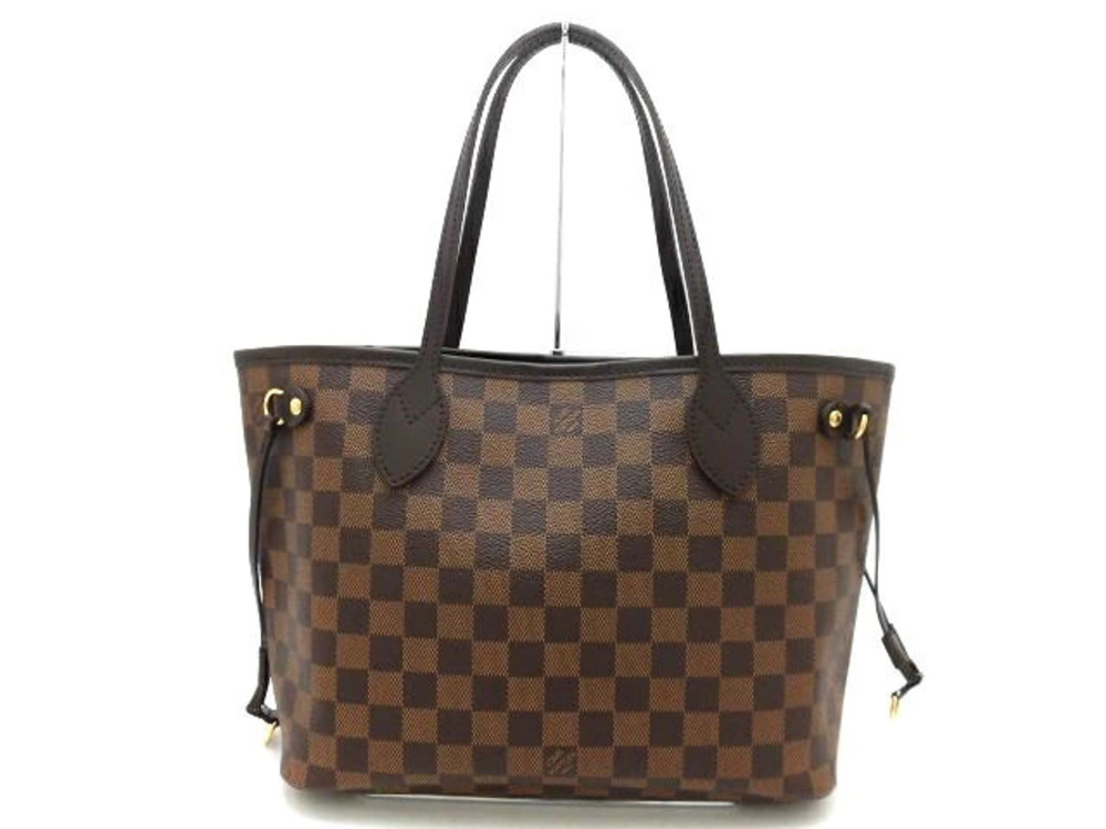 LOUIS VUITTON Neverfull Pouch Clutch Tote Bag Damier Ebene Brown